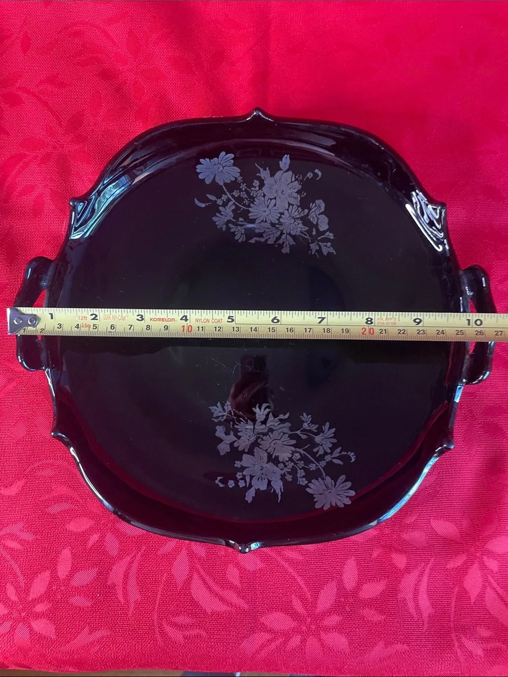 My. Pleasant Black Amethyst Decorative  Silver Floral Glass Cake Stand/Bowl Tray